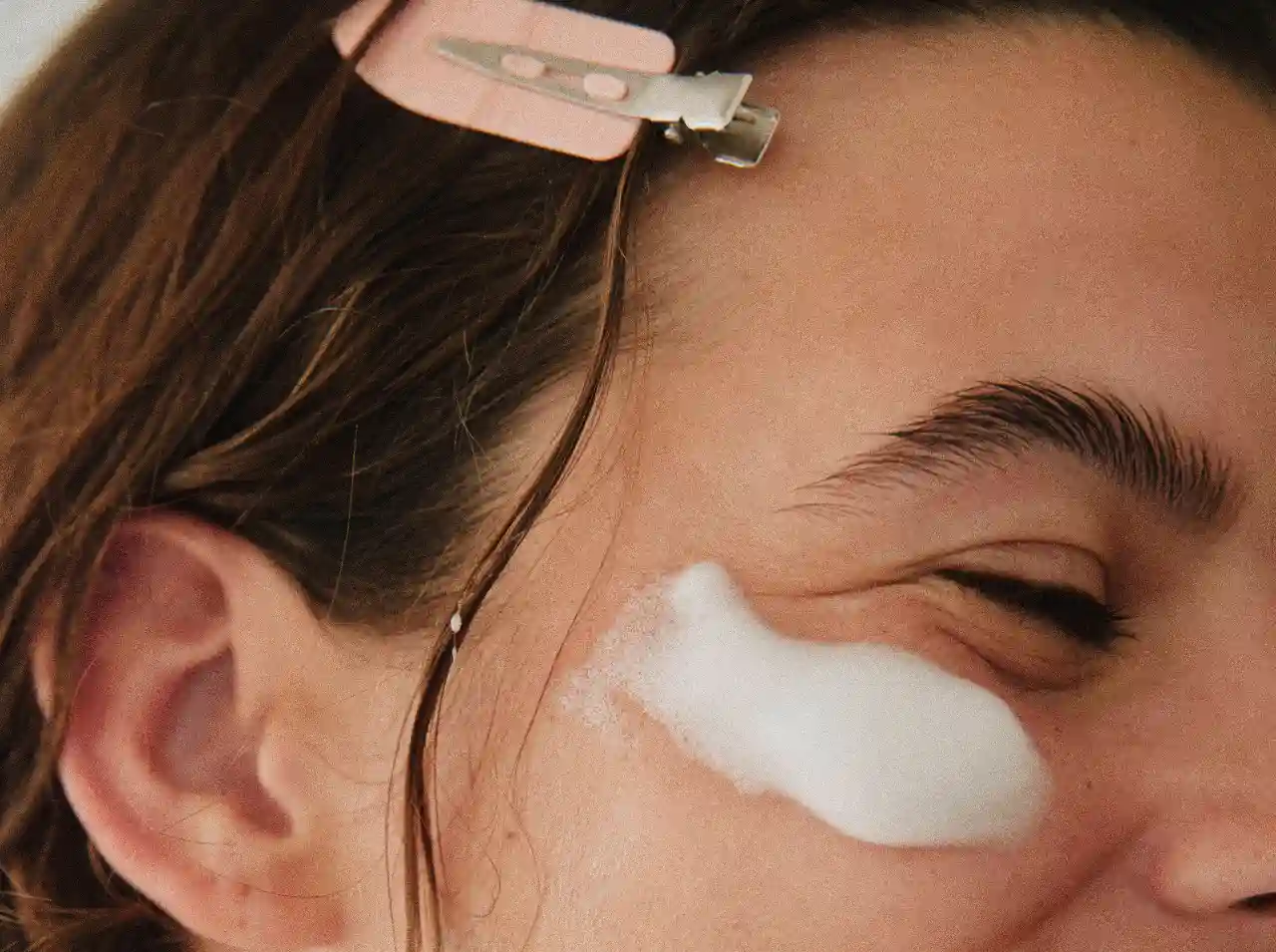 Close-up of a facial treatment in a salon